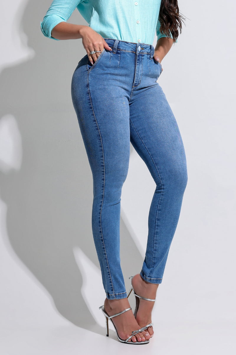 Calça Jeans Modeladora Alfaiataria com Elastano Apaixonante  - AA331