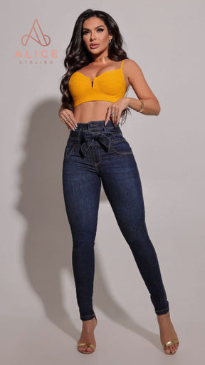 Calça Jeans Feminina Modeladora com Cinto - AA89